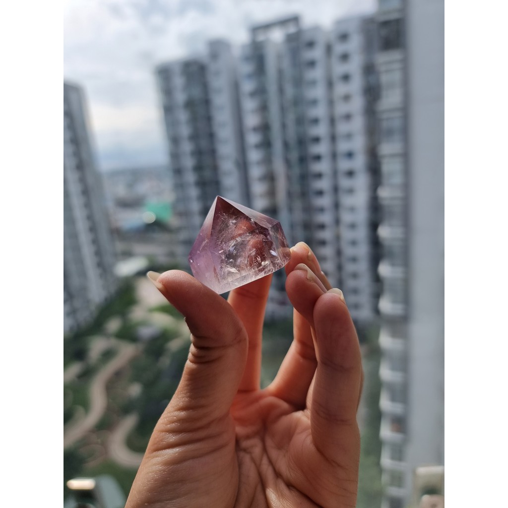 Trụ đá Tím (Amethyst) làm Grid, trụ thanh tẩy Tarot, Reiki, thiền định, đá phong thủy