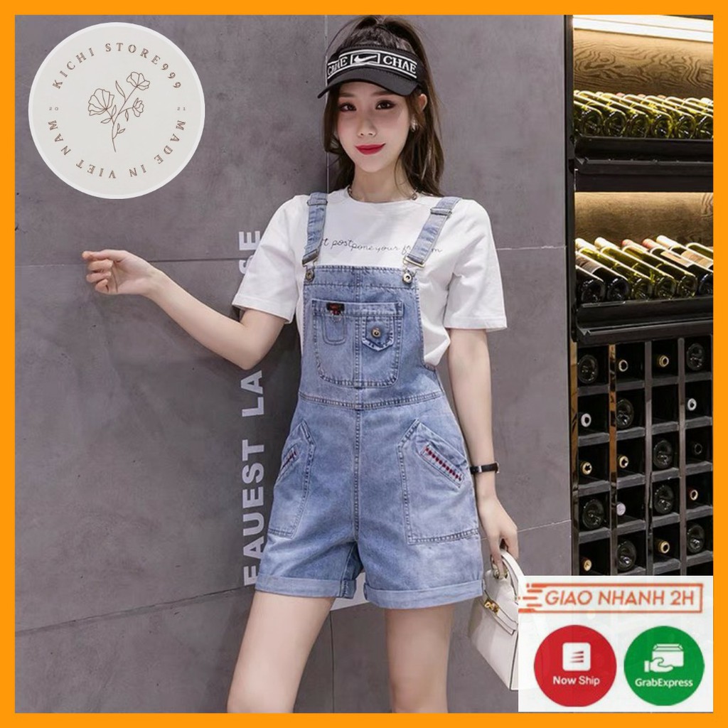 Quần Yếm Jean phối rách gối chất vải cao cấp Kichistore , Yếm Jean Nữ ống suông M09 | BigBuy360 - bigbuy360.vn