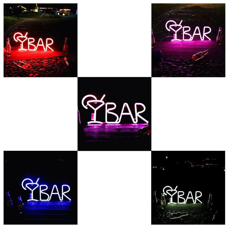 SPMH Juice Letter BAR Neon Lamp Creative LED Night Light Bar Wall Hanging Ornaments