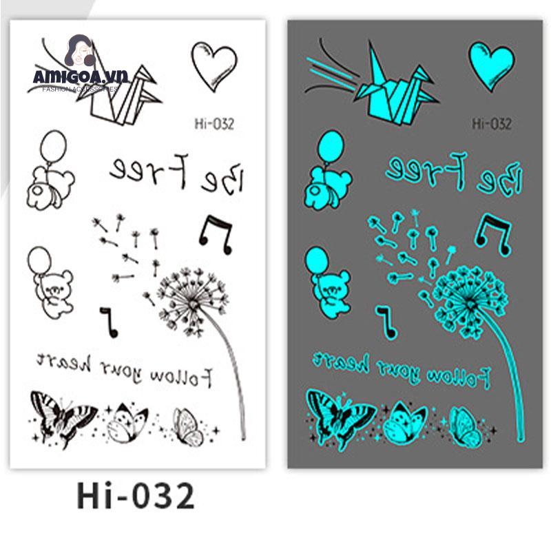 ✨✨1 Miếng Dán Hình Xăm Kỳ Lân Tiên Cá Hoạt Hình Màu Dạ Quang Chống Thấm Nước Dành Cho Học Sinh