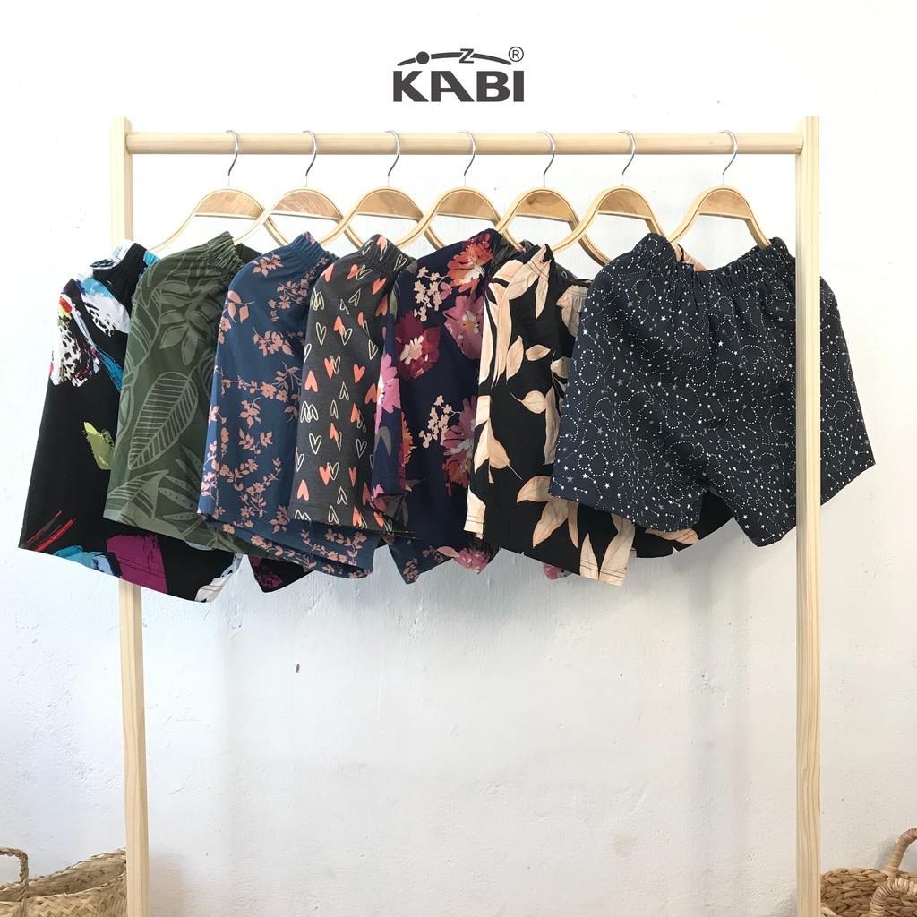 Quần đùi nữ KABI quần short ngắn thun cotton mặc nhà mặc ngủ hoa văn không túi thoáng mát dễ thương