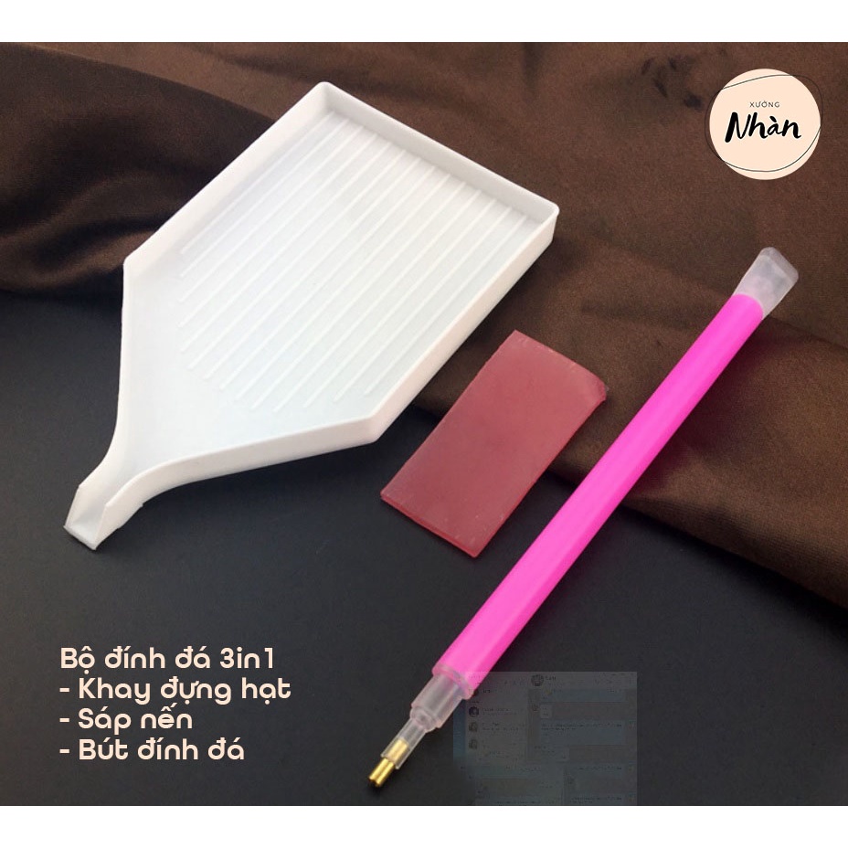 Bộ dụng cụ hỗ trợ gắn tranh đính đá 5D (sáp nến, bút chấm đá, khay...)