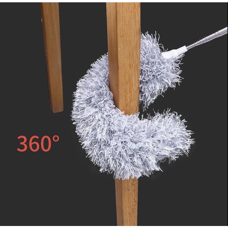 Chổi Quét Trần, Chổi Phất Trần Bằng Sợi Vải Siêu Nhỏ Inox Cán Dài Cao Cấp Đầu Chổi Linh Hoạt