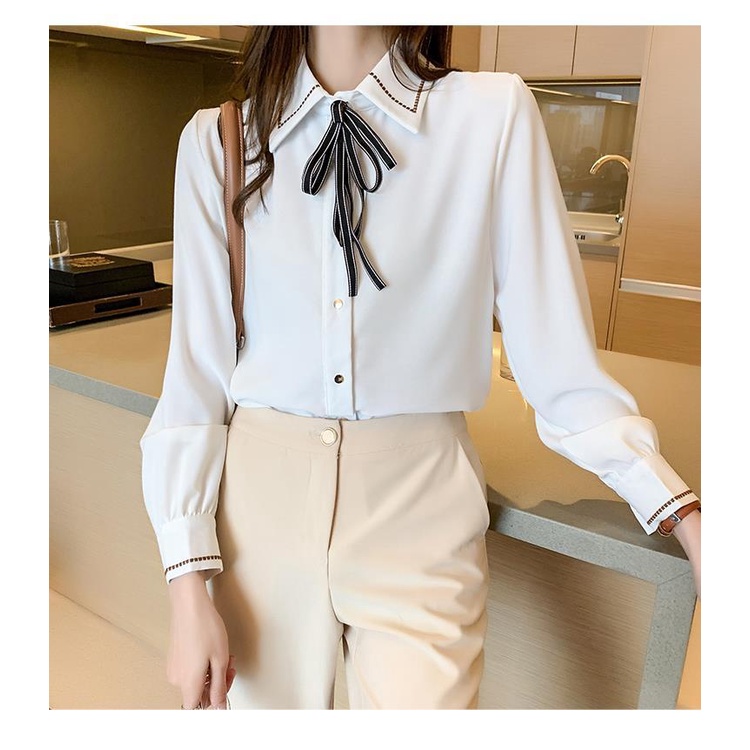 Áo Sơ Mi Chiffon Tay Dài Màu Trơn Phong Cách Thời Trang Mùa Thu Mới Dành Cho Nữ