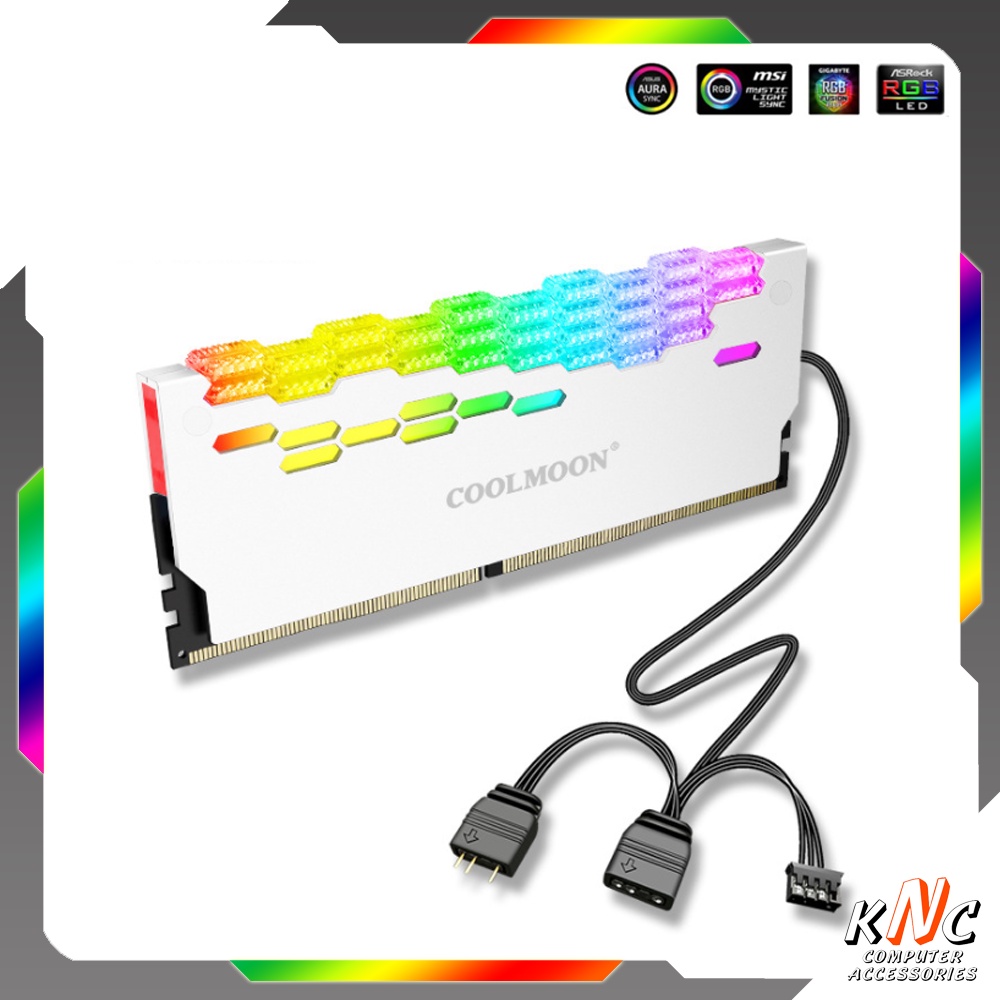Tản Nhiệt Làm Mát Ram Coolmoon Led 5v ARGB RA-2 Màu Trắng Đồng Bộ Mainboard Hub Tomato Xigmateks VSP