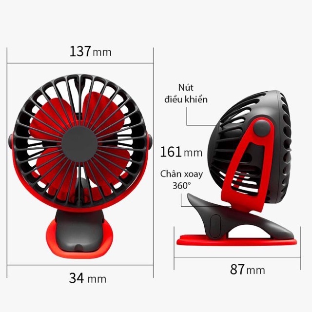 Quạt mini Yoobao cao cấp đủ màu sạc USB pin 6400mAh xoay 720 độ | BigBuy360 - bigbuy360.vn