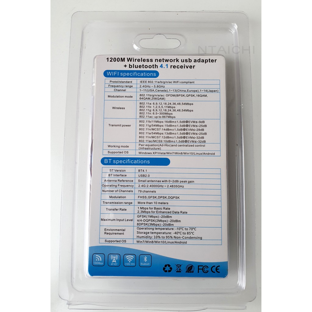 Card mạng USB 3.0 WIFI + Bluetooth | 1200Mbps | Dualband | Chipset Realtek RTL8822BU