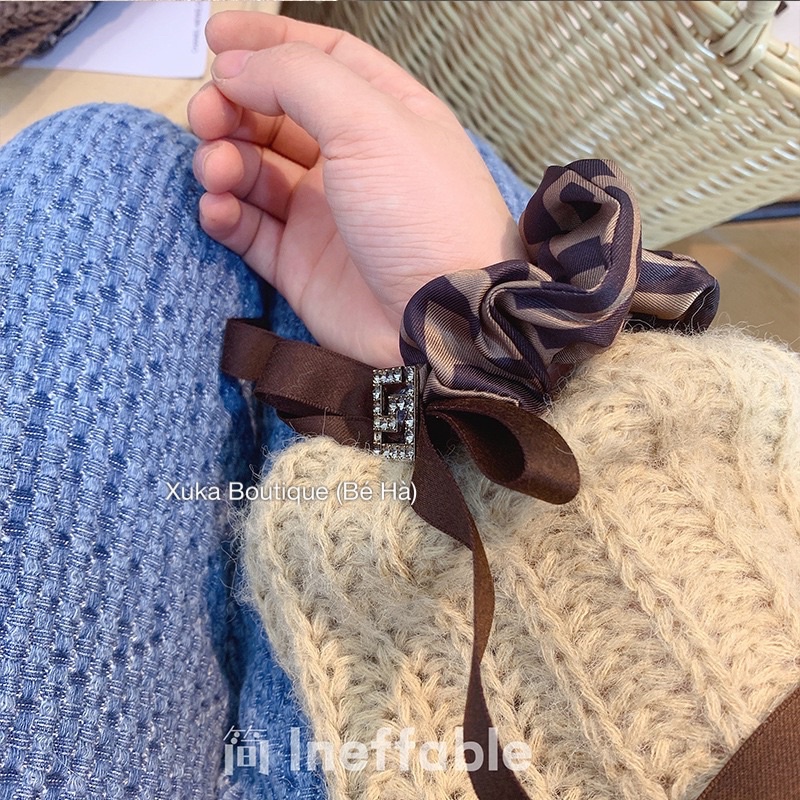 Dây Buộc Tóc Nữ Gắn Đá Chữ FF Thương Hiệu Cao Cấp