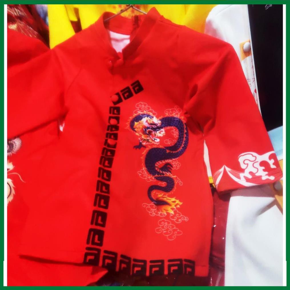 ÁO DÀI CÁCH TÂN TRẺ EM IN HỌA TIẾT PHƯỢNG, RỒNG MẪU ĐẸP, ÁO BÉ TRAI ADTEINHTR-Đỏ 3