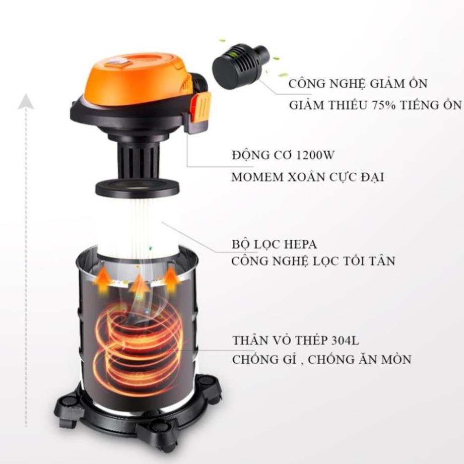 Máy hút bụi công nghiệp 15L Công suất 1200W máy hút bụi gia đình hút khô và nước khiến việc nội trợ trở lên nhẹ nhàng hơ