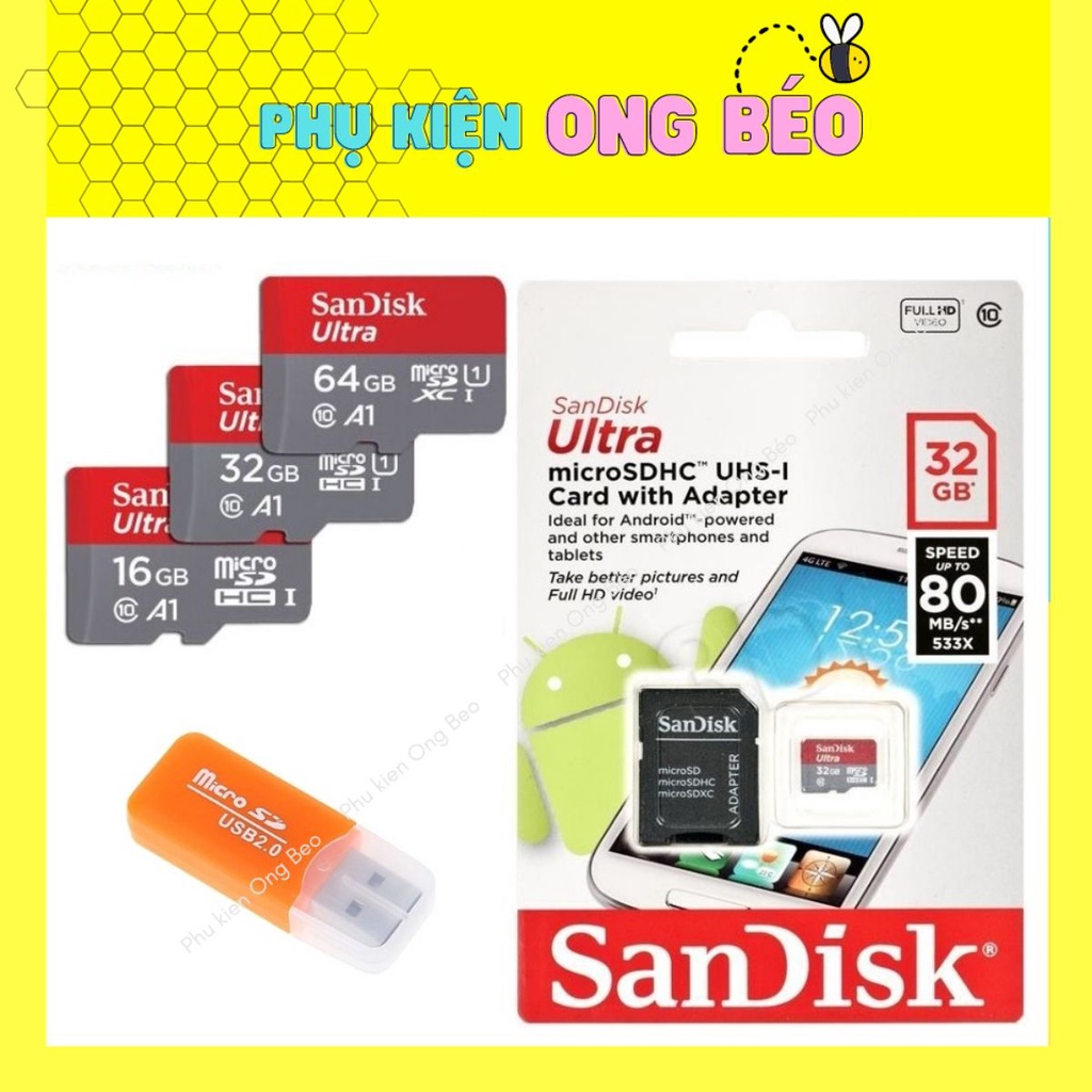 Thẻ nhớ 16Gb/32Gb/64Gb + Bảo Hành 5 Năm + Tặng kèm đầu lọc thẻ và Adapter - Beetechvietnam