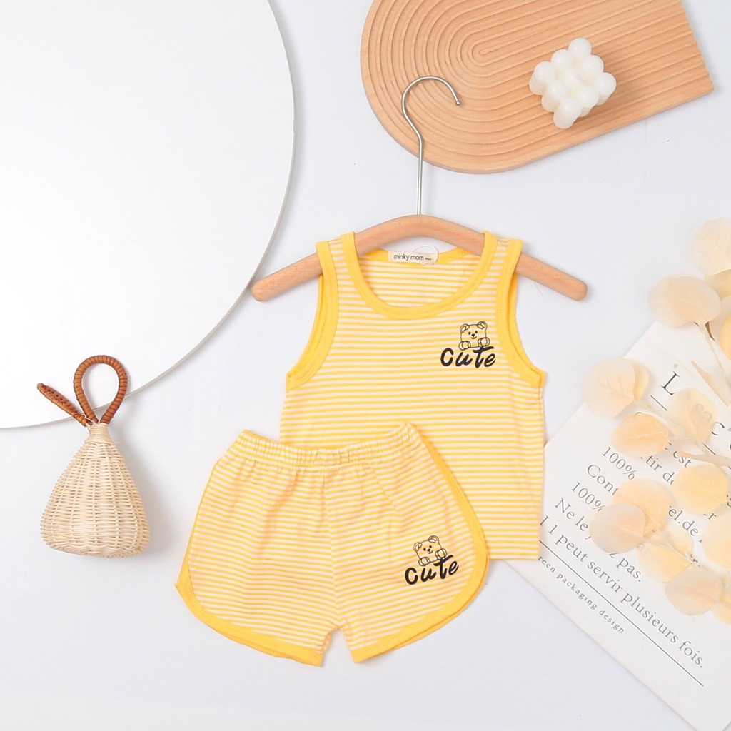 ( Loại 1) Bộ ba lỗ Minky Mom sọc dệt cho bé.