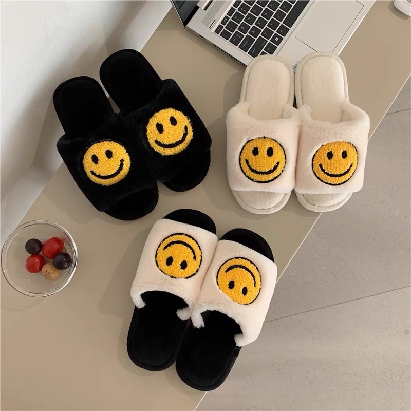 Dép bông mặt cười drew cute đế xốp chống trơn đi được cả ngoài đường