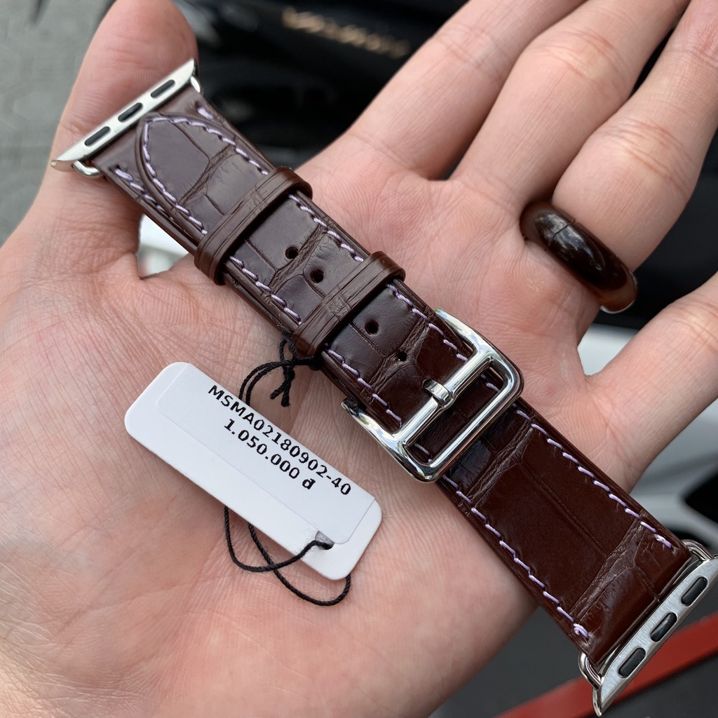 Dây da thay thể cho đồng hồ Apple Watch da Cá Sấu cao cấp chính hãng Masamu Line