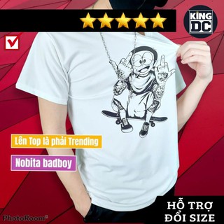 Áo phông không cổ Queen DC-Áo thun trắng ngắn tay in hình Nobita cực trẻ trung cá tính-Dễ phối đồ-Hàng may xuất xưởng
