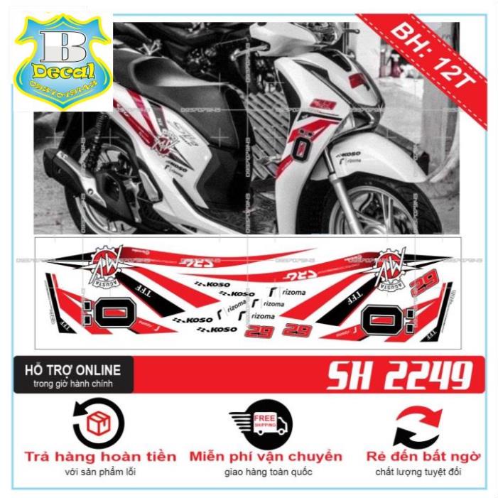 ( Quí khách vui lòng mang ra tiệm cho thợ dán ) Tem SH 2019 OHLINS TRẮNG ĐỎ [Bi Decal]