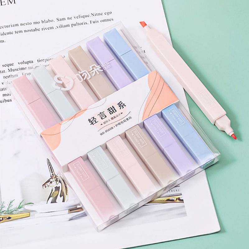 Set 6 bút đánh dấu hai đầu nhanh khô không phai màu