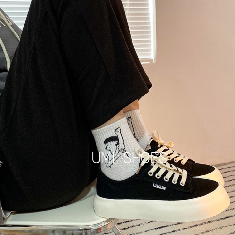 Giày thể thao nữ đế bằng bánh mì basic độn đế vải canvas bata mới hot phong cách retro ulzzang đẹp cá tính đẹp