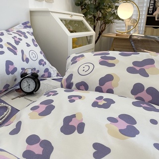 Bộ chăn ga gối cotton poly - Da beo tím.