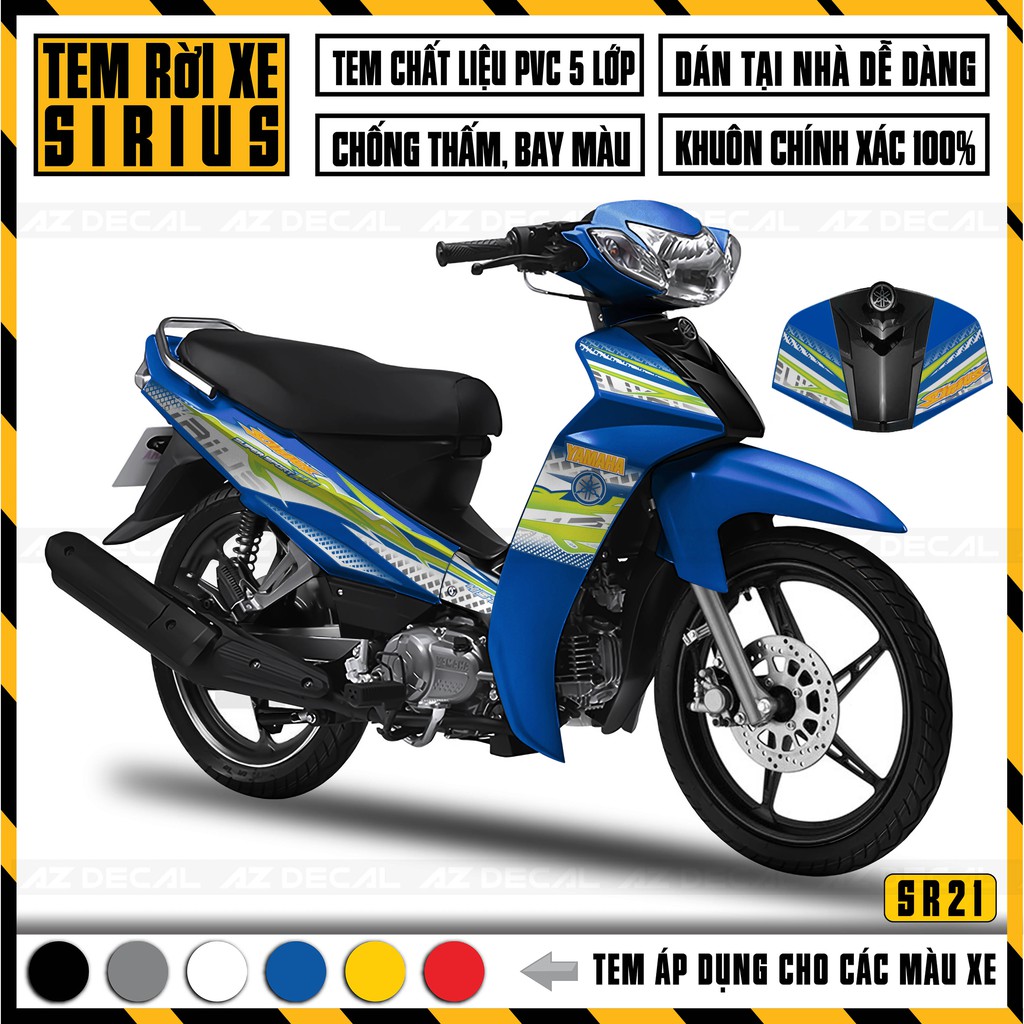 Tem Chế Xe Sirius RC Phong Cách Sporty | SR21 | Chất Liệu Decal PVC Chống Nước, Cắt Sẵn Dễ Dán