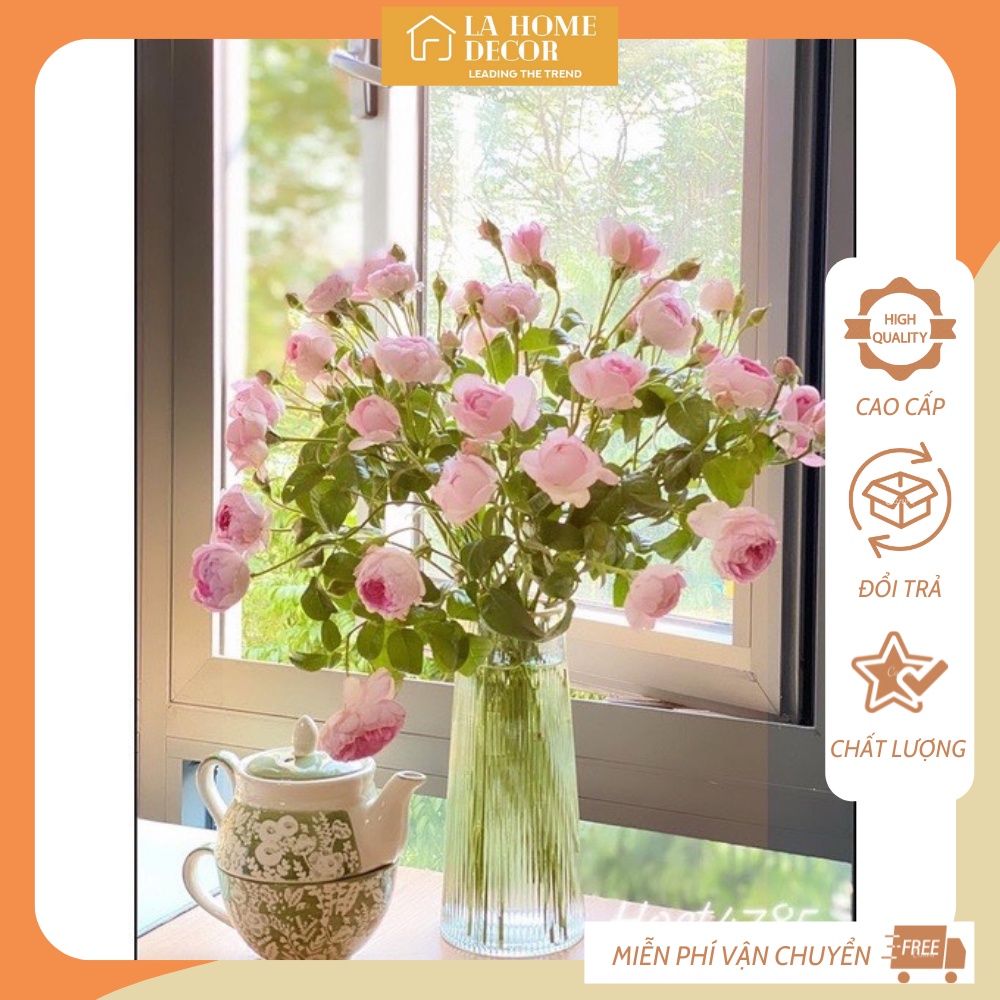 Lọ hoa decor thủy tinh, bình hoa decor trong suốt để bàn trang trí phòng khách đẹp phong cách vintag