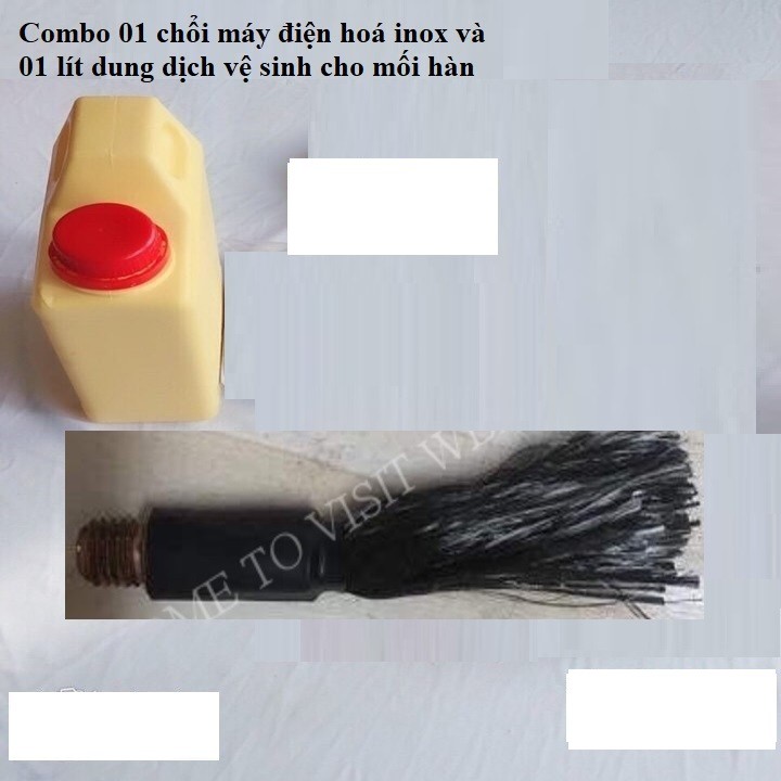 Combo 1 chổi điện hóa máy tẩy mối hàn inox và 1 lit dung dịch