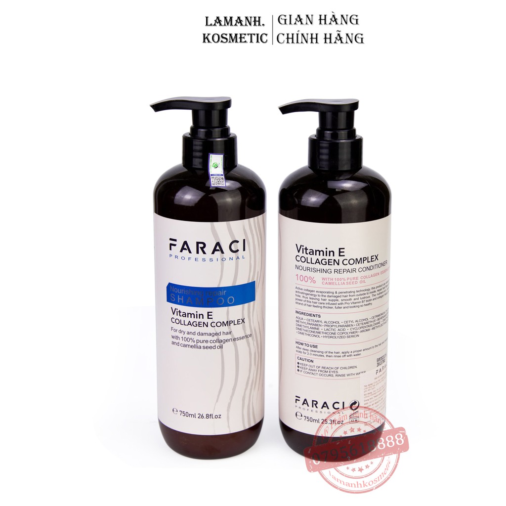 Dầu gội xả FARACI phục hồi tóc siêu mềm mượt cặp 750ml hợp mọi loại tóc mùi thơm sang dễ chịu