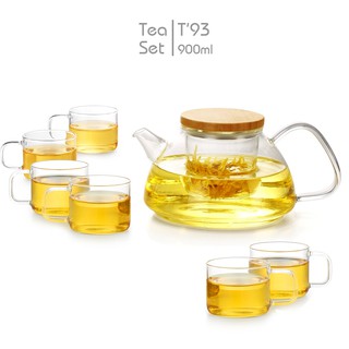 Bộ ấm trà hoa thủy tinh T93 - Bộ bình trà thủy tinh chịu nhiệt