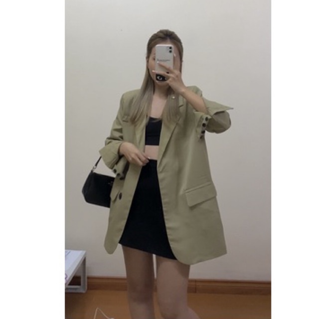 Áo khoác blazer màu nâu kaki
