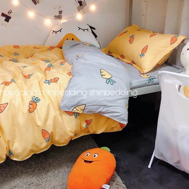 Set Chăn Ga Cà Rốt Vàng Cotton Poly Mềm Mại Thoáng Mát Bao Chất Cực Đẹp (Shinbedding.shop)