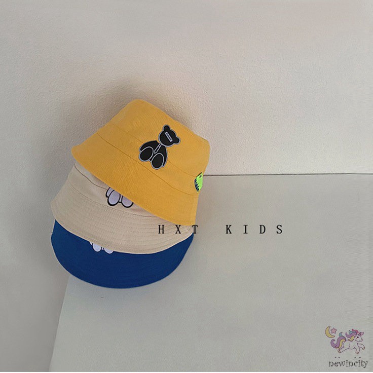 Mũ tai bèo chống nắng in hình gấu đáng yêu phong cách Hàn quốc cho bé