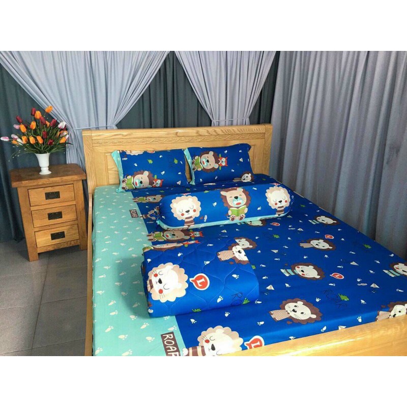 Bộ drap thun❤️FREESHIP❤️ga thun lạnh - drap thun Hàn Quốc mẫu bò sữa  ( 1ga, 2 áo gối nằm, 1 áo gối ôm)