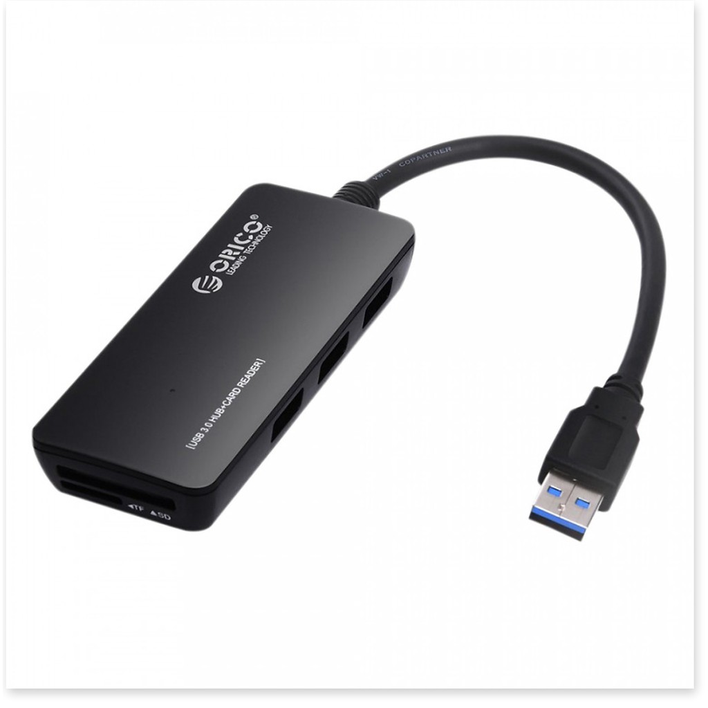 Bộ Chia HUB USB 2.0 Orico H3TS-U2 3 Cổng (Tích Hợp Đầu Đọc Thẻ Nhớ TF/SD) - Hàng Chính Hãng