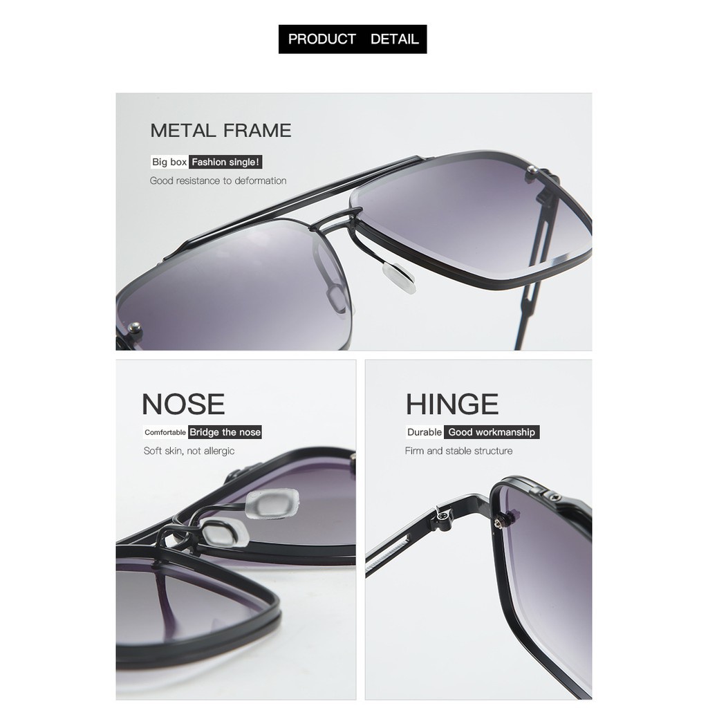 Kính Mát Gọng Vuông Viền Kim Loại Chất Lượng Cao Thời Trang Cho Nam If1P | BigBuy360 - bigbuy360.vn