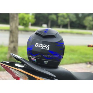 [ XẢ KHO]  CAM KẾT HÀNG CHẤT LƯỢNG Nón 3/4 BOPA có kính tem 46 Xanh dương hàng chính hãng BOPA