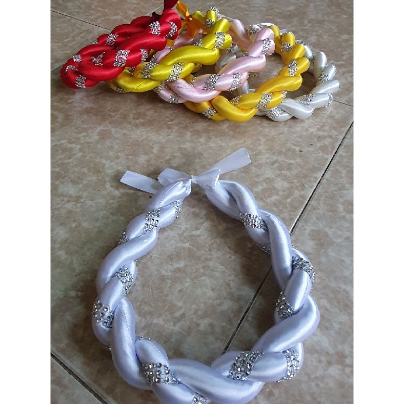 Mấn xoắn đôi cuốn dây nhựa đơn giản, mấn đội đầu cô dâu, mấn bê lễ, mấn cách tân, mấn đội đầu áo dài