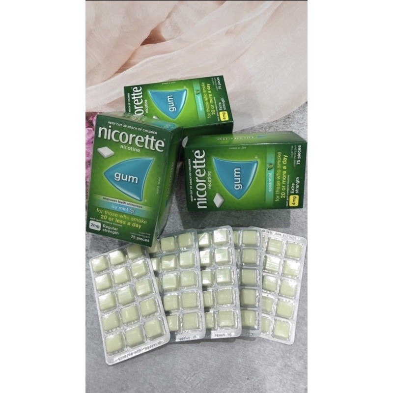 Kẹo cao su cai thuốc lá Nicorette hộp 75 viên