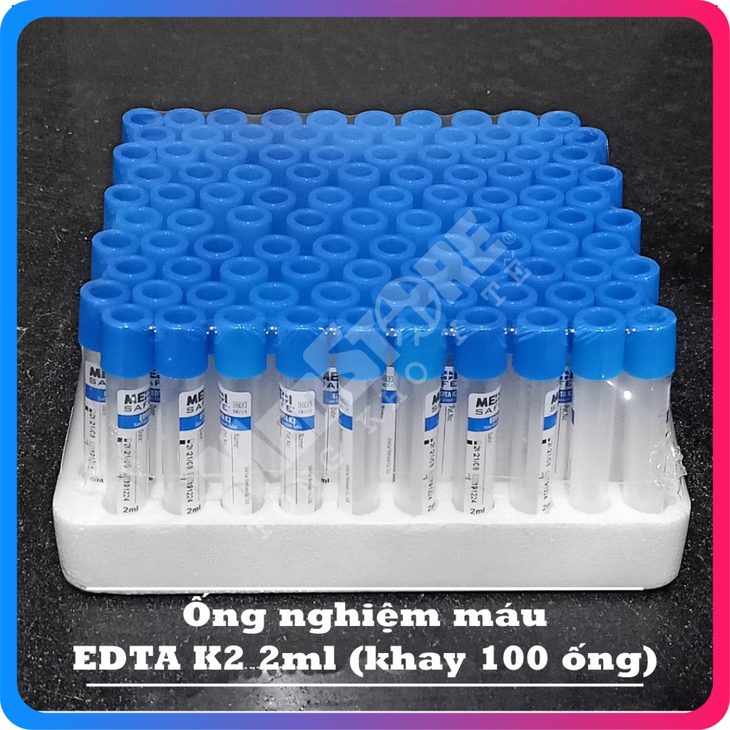 Ống nghiệm EDTA chống đông máu MEDISAFE các loại (khay 100 ống)