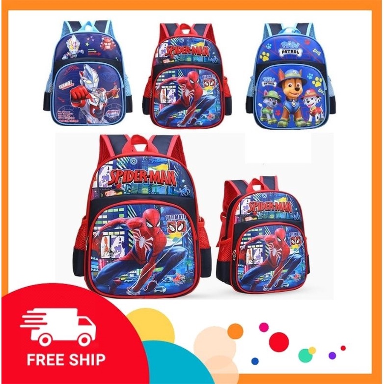 [GIÁ SỈ]Balo mầm non cho bé trai hình siêu nhân và chó cứu hộ chống thấm nước