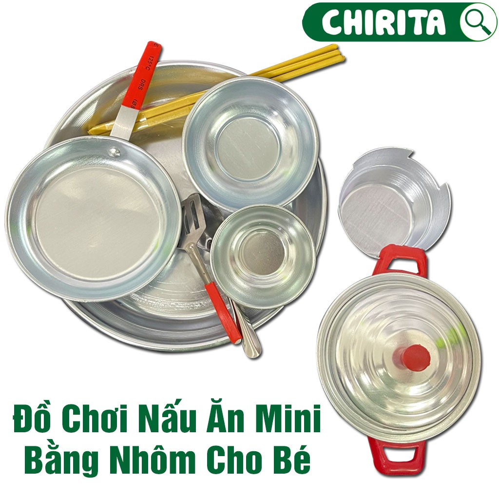 Bộ Đồ Chơi Nấu Ăn Mini - Bằng Nhôm - Gồm 10 Món