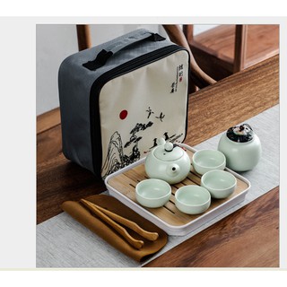 Bộ ấm trà kèm theo túi đựng,bàn trà rất phù hợp đi picnic du lịch (hàng có sẵn)