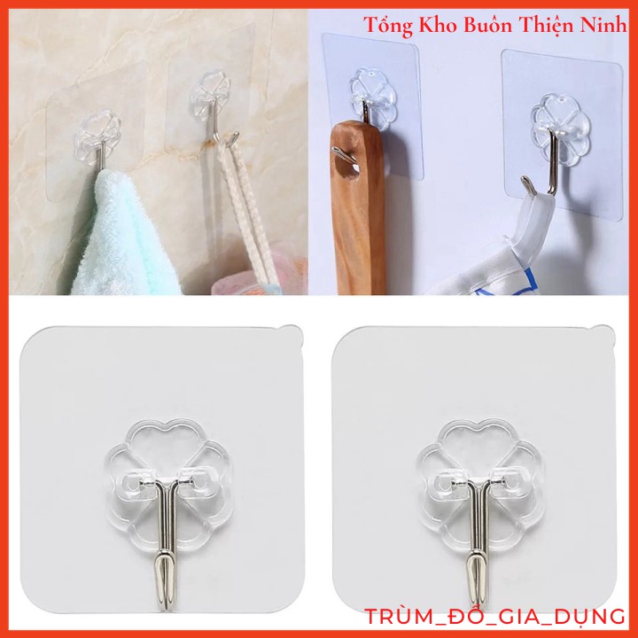 Móc Dán Tường Siêu Dính Trong Suốt Chịu Lực Tốt Treo Tường Chắc Chắn 6x6 cm