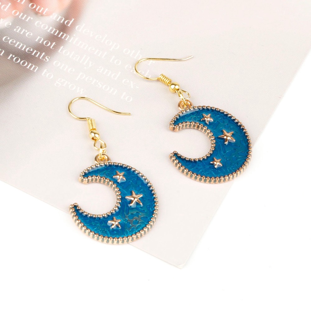 Bộ 6 mặt dây chuyền tráng men hình mặt trăng kích thước 7x18mm (10x25mm)