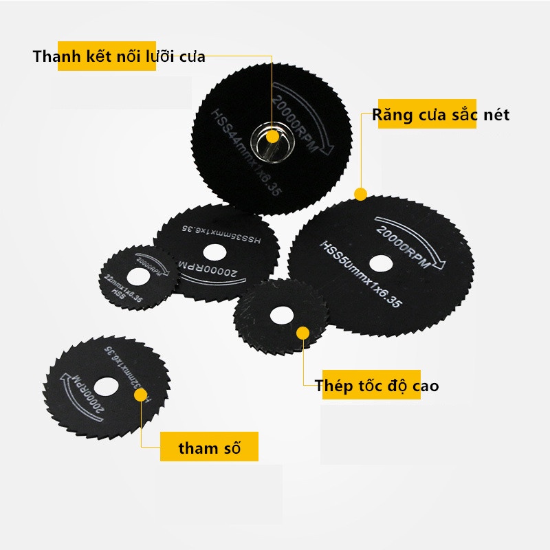Bộ 6 lưỡi cưa mini cho máy khoan 22-50mm