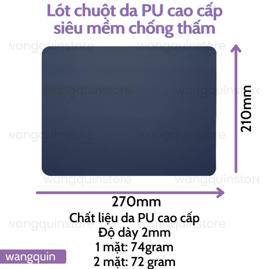 Lót chuột da đơn giản PU cao cấp Mouse Pad Thiết kế đơn giản không thấm nước, sử dụng 2 mặt cho văn phòng 21x27 cm