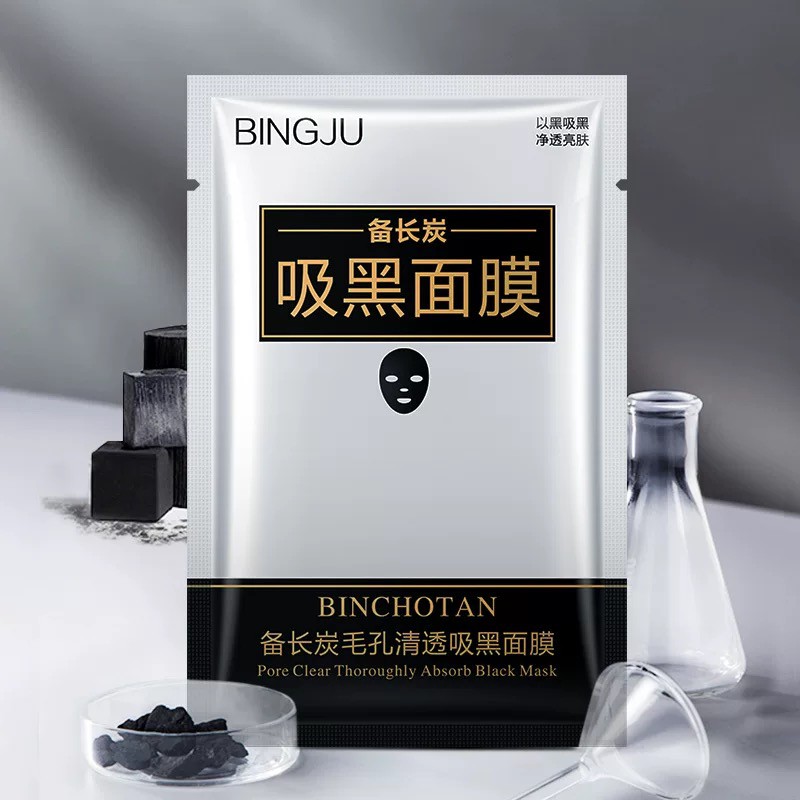 BINGJU – Mặt nạ than đen  Binchotan Pore Clear Thoroughly Absorb Black Mask BIJU09
