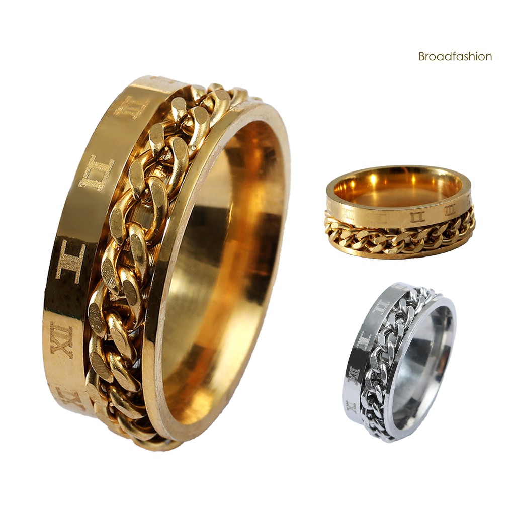 SPINNER Nhẫn Thép Không Gỉ Khắc Số La Mã Cho Nam