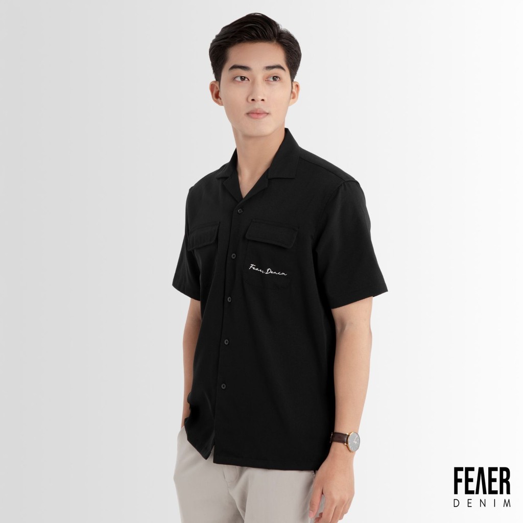 Áo sơ mi nam họa tiết Feaer DENIM chất linen Spandex Max - MÀU ĐEN | BigBuy360 - bigbuy360.vn