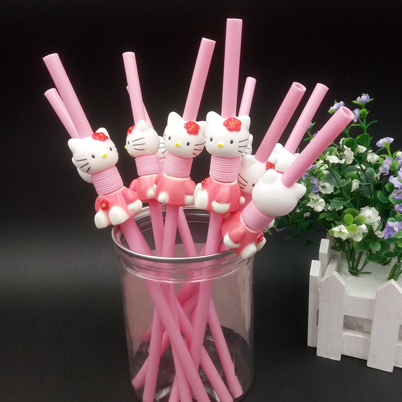 Ống hút nhựa dùng một lần hình Hello Kitty dễ thương