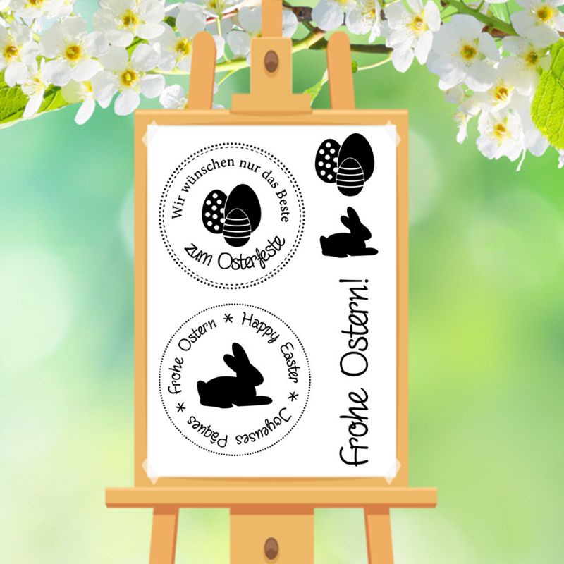 Tem Đóng Dấu Bằng Silicon Trong Suốt Hình Chữ Happy Easter